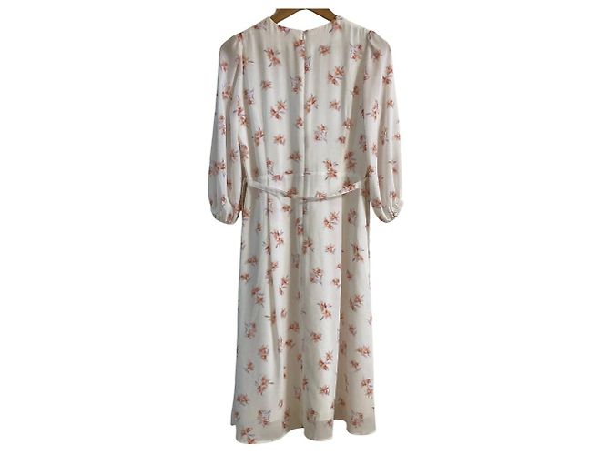 Autre Marque Hanae Mori ALMA EN ROSE Chiffon-Kleid Weiß - Ansicht 2