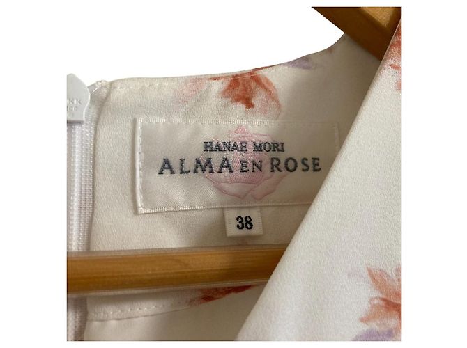Autre Marque Hanae Mori ALMA EN ROSE Chiffon-Kleid Weiß - Ansicht 4