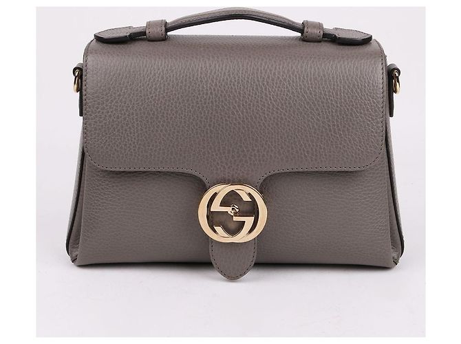 Gucci Bolsa de ombro cinza com alça de mão e detalhe entrelaçado Marrom - vista 2