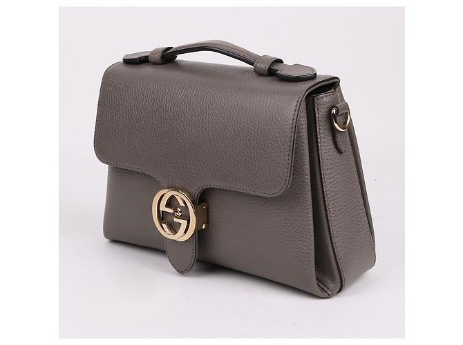 Gucci Bolsa de ombro cinza com alça de mão e detalhe entrelaçado Marrom - vista 4
