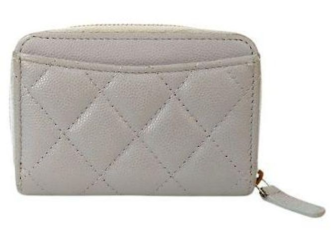 Chanel Porta-cartões com fecho em pele caviar cinza Marrom - vista 3