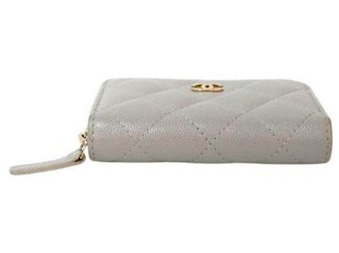 Chanel Porta-cartões com fecho em pele caviar cinza Marrom - vista 4