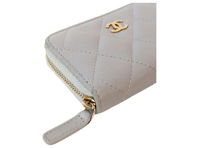 Chanel Porta-cartões com fecho em pele caviar cinza Marrom - vista 5