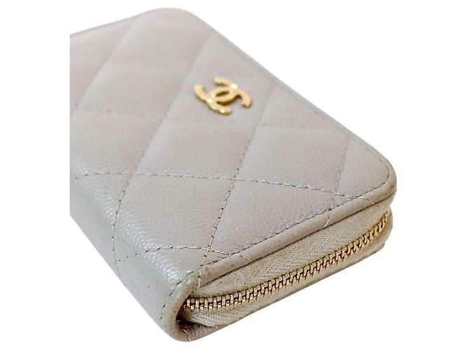 Chanel Porta-cartões com fecho em pele caviar cinza Marrom - vista 6