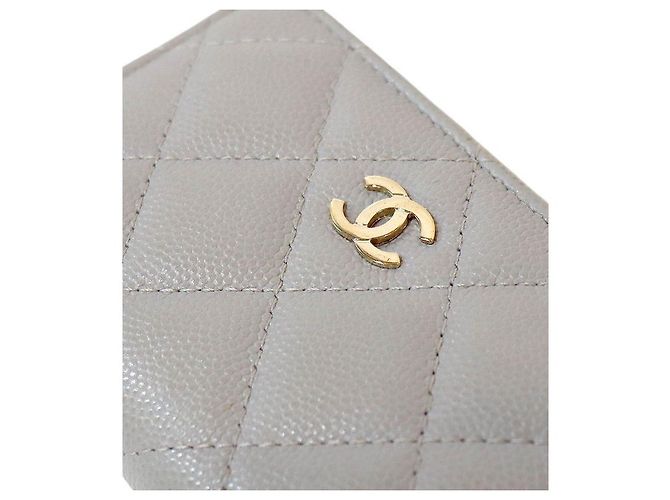 Chanel Porta-cartões com fecho em pele caviar cinza Marrom - vista 7