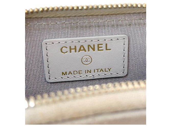 Chanel Porta-cartões com fecho em pele caviar cinza Marrom - vista 8