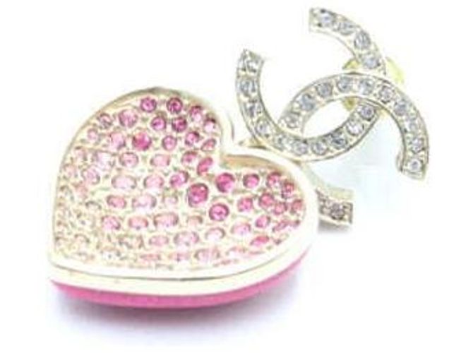 Chanel Orecchini a goccia Gold Crystal CC Heart Pendant Season D'oro - vista 2