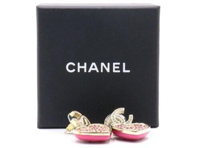 Chanel Orecchini a goccia Gold Crystal CC Heart Pendant Season D'oro - vista 4