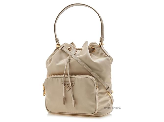 Prada Borsa a secchiello Duet Lina in nylon Arancione - vista 2