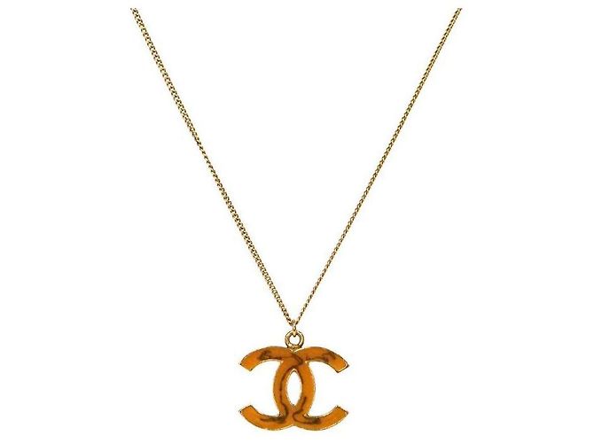 Chanel Colar CC Dourado Laranja - vista 2