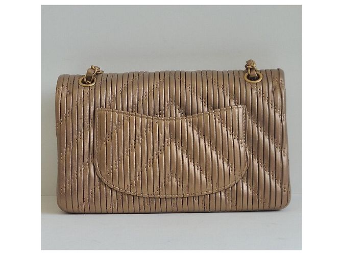 Chanel Borsa Classic in pelle di agnello chevron Arancione - vista 3