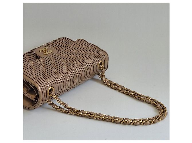 Chanel Borsa Classic in pelle di agnello chevron Arancione - vista 5
