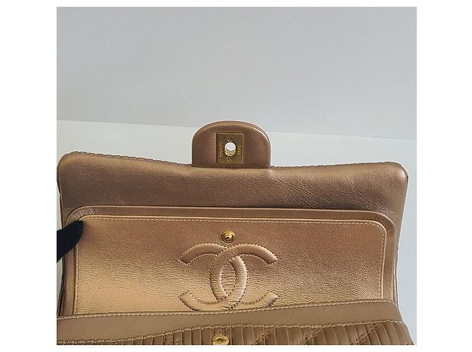 Chanel Borsa Classic in pelle di agnello chevron Arancione - vista 7