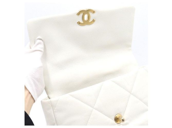 Chanel Borsa a tracolla con patta e catena Large Bianco - vista 6