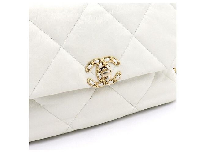 Chanel Borsa a tracolla con patta e catena Large Bianco - vista 8