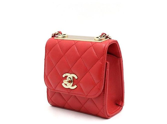 Chanel Mini Borsa a Tracolla con Catena e Patta Rossa - vista 2