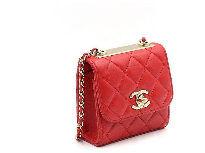 Chanel Mini Borsa a Tracolla con Catena e Patta Rossa - vista 3