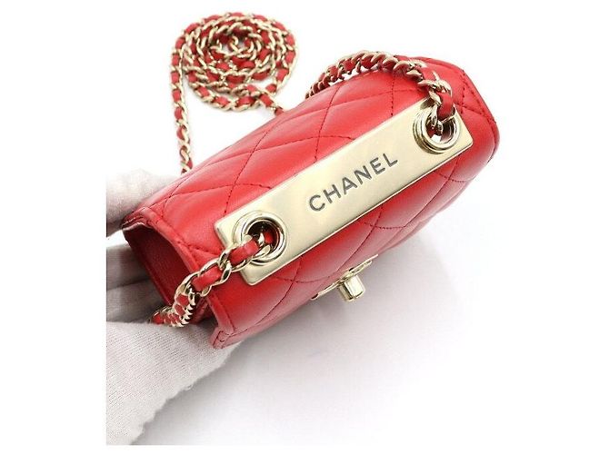 Chanel Mini Borsa a Tracolla con Catena e Patta Rossa - vista 5