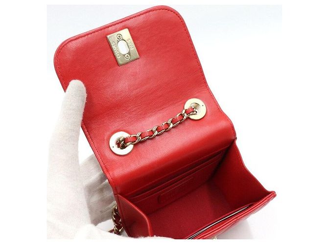 Chanel Mini Borsa a Tracolla con Catena e Patta Rossa - vista 6