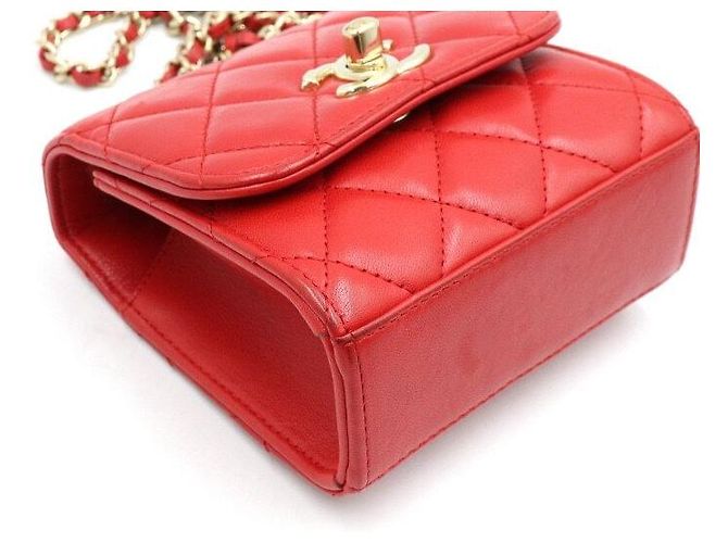Chanel Mini Borsa a Tracolla con Catena e Patta Rossa - vista 8