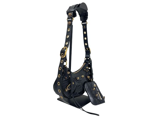 Balenciaga Borsa a tracolla Crocodile LeCagole XS Nero - vista 2