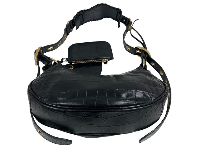 Balenciaga Borsa a tracolla Crocodile LeCagole XS Nero - vista 6