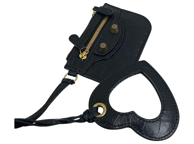 Balenciaga Borsa a tracolla Crocodile LeCagole XS Nero - vista 7