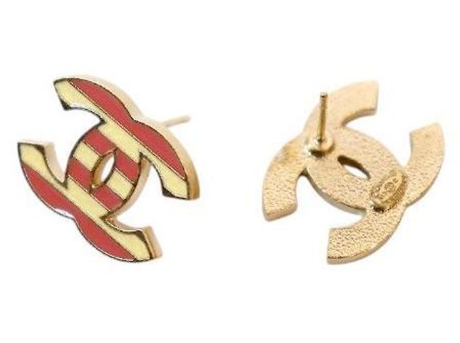 Chanel Pendientes CC de rayas rosas - vista 5