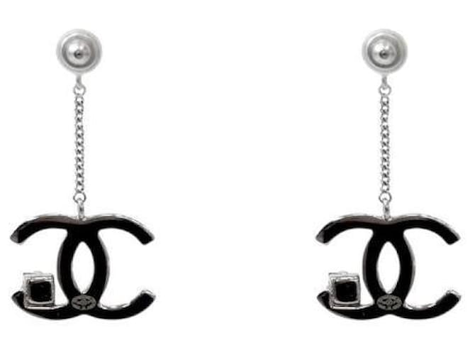 Chanel Pendientes Drop CC Silver Plata - vista 3