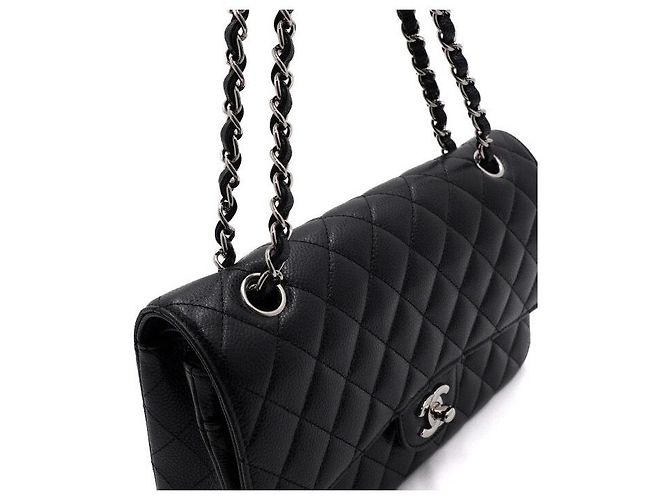 Chanel Borsa a tracolla Classic Medium con catena argentata Nero - vista 11