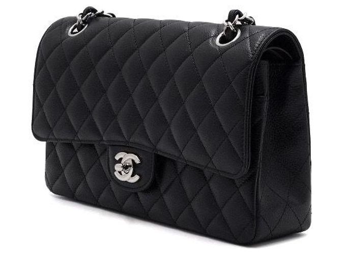 Chanel Borsa a tracolla Classic Medium con catena argentata Nero - vista 3