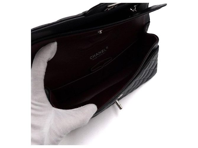Chanel Borsa a tracolla Classic Medium con catena argentata Nero - vista 7