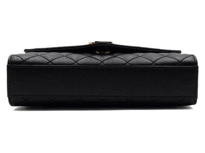 Saint Laurent Bolsa de ombro e crossbody acolchoada Monogram com corrente dourada e fecho envelope Preto - vista 7