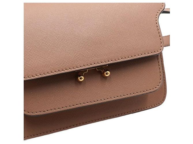 Marni Mini Borsa a Tracolla e Crossbody Trunk Saffiano Sand Brown Marrone - vista 11