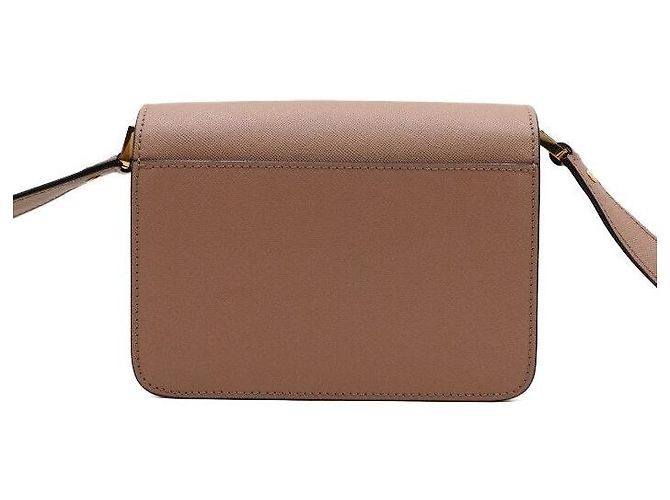 Marni Mini Borsa a Tracolla e Crossbody Trunk Saffiano Sand Brown Marrone - vista 4