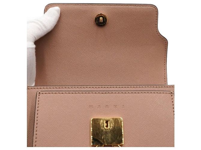 Marni Mini Borsa a Tracolla e Crossbody Trunk Saffiano Sand Brown Marrone - vista 6