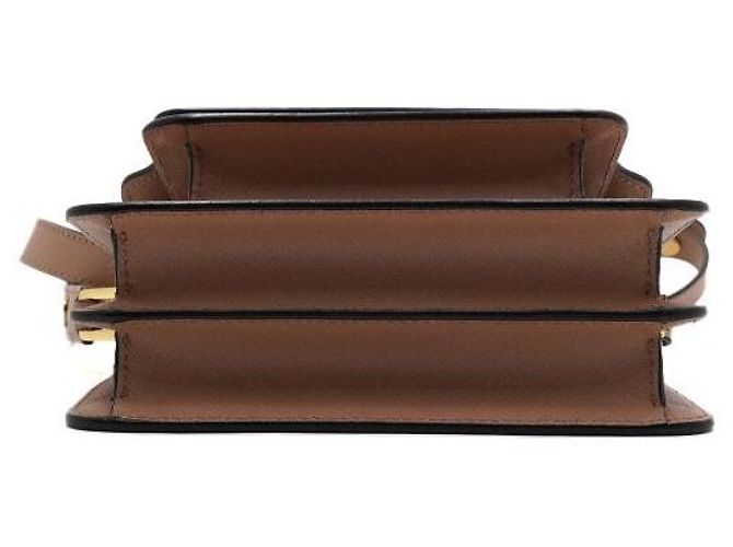 Marni Mini Borsa a Tracolla e Crossbody Trunk Saffiano Sand Brown Marrone - vista 8
