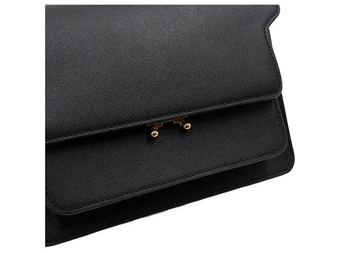 Marni Borsa a tracolla Trunk in pelle Piano Nero - vista 10