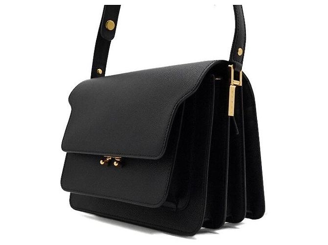 Marni Borsa a tracolla Trunk in pelle Piano Nero - vista 2