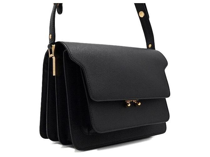 Marni Borsa a tracolla Trunk in pelle Piano Nero - vista 3