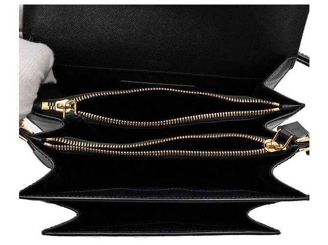 Marni Borsa a tracolla Trunk in pelle Piano Nero - vista 5