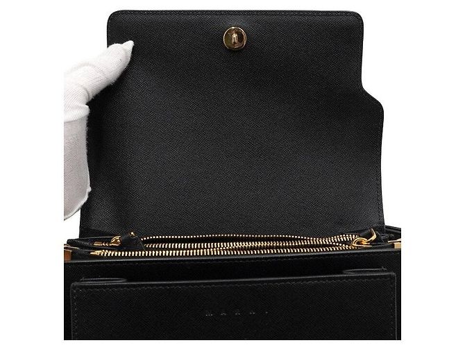 Marni Borsa a tracolla Trunk in pelle Piano Nero - vista 6