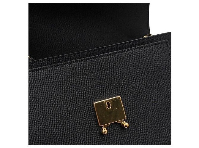 Marni Borsa a tracolla Trunk in pelle Piano Nero - vista 7