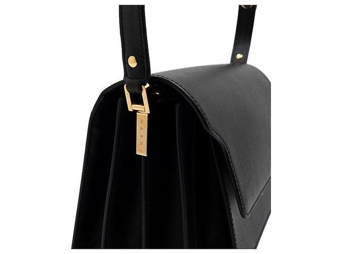 Marni Borsa a tracolla Trunk in pelle Piano Nero - vista 9