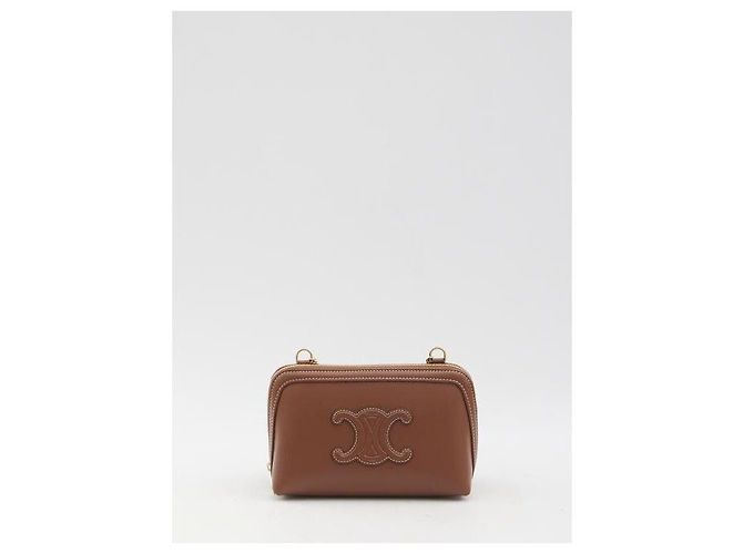 16 Céline Clutch con catena in vitello liscio Marrone - vista 4