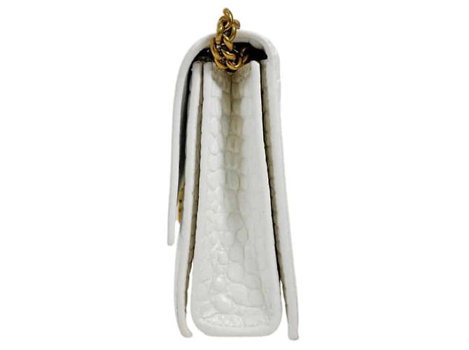 Balenciaga Bolso de hombro Crush Chain de piel grabada efecto cocodrilo Blanco - vista 5