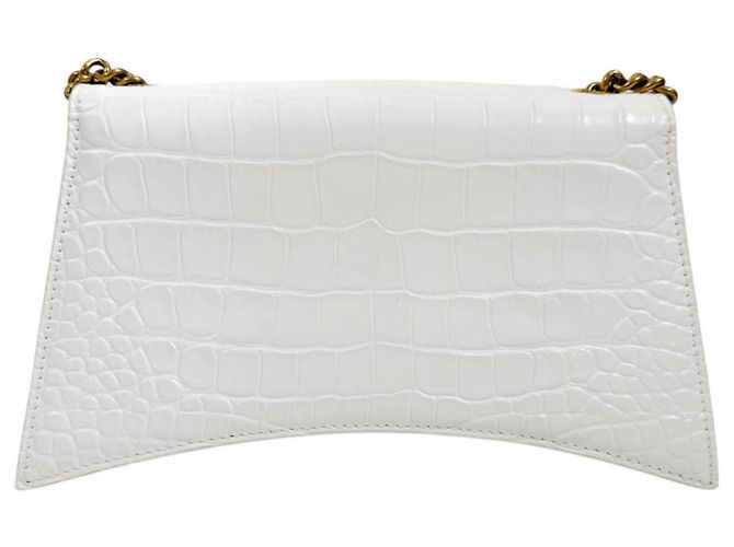 Balenciaga Bolso de hombro Crush Chain de piel grabada efecto cocodrilo Blanco - vista 6