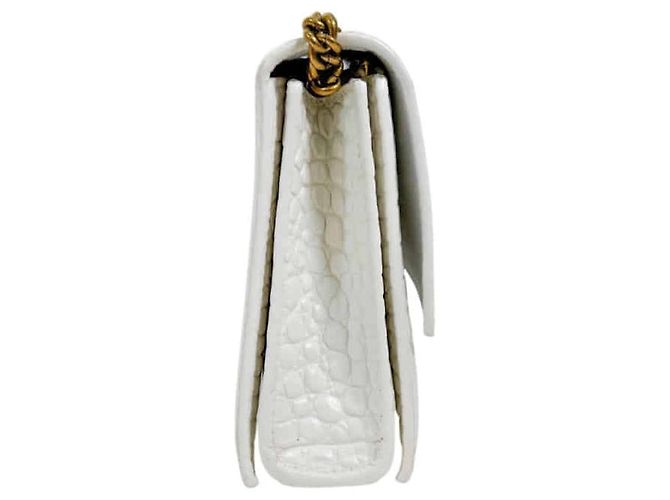 Balenciaga Bolso de hombro Crush Chain de piel grabada efecto cocodrilo Blanco - vista 7