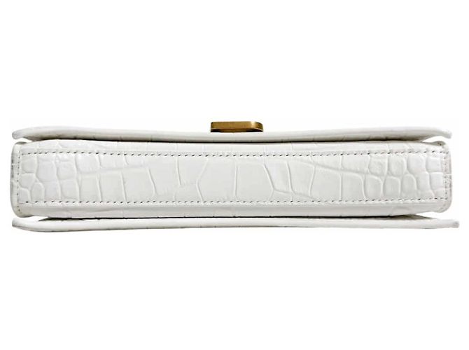 Balenciaga Bolso de hombro Crush Chain de piel grabada efecto cocodrilo Blanco - vista 8