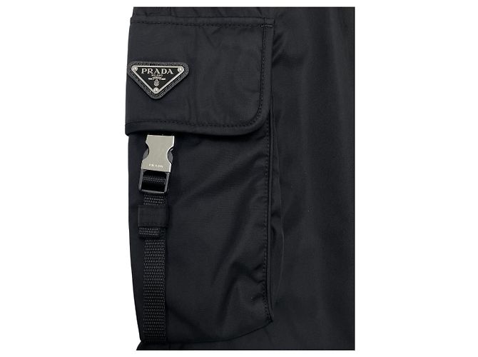 Prada Nylon Cargo Pants with Triangle Logo Black - view 4